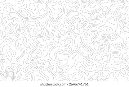 Mapa de linhas topográficas abstrato. Mapa de linha da cartografia. Mapa de linha geográfico. Padrão ondulado topográfico. Onda de linha. Padrão de gravação em um fundo branco.