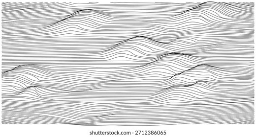 Abstract Topographic Line Pattern with Disjointed Peaks and Wavy Horizontal Base