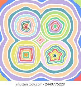 Abstract Topographic Line Pattern with Pastel Coloring in Retro Classic Style