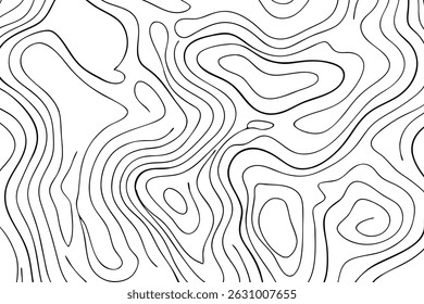 Abstract Topographic Lines Seamless Pattern Black and White Vector Illustration for Backgrounds, Textures, and Design Projects