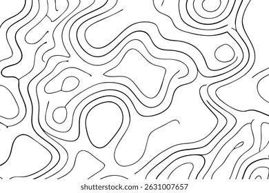 Abstract Topographic Lines Seamless Pattern Black and White Vector Illustration for Backgrounds, Textures, and Design Projects