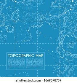 Fondo del mapa topográfico abstracto. Líneas de fondo de topo, contorno, cuadrícula geográfica. Ilustración vectorial con lugar para texto