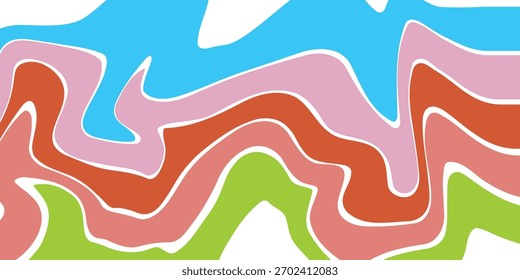 Patrón de líneas de contorno de mapa topográfico Abstractas en diseño de fondo rosa, azul, verde y rojo. Moderno Fondo de pantalla simple