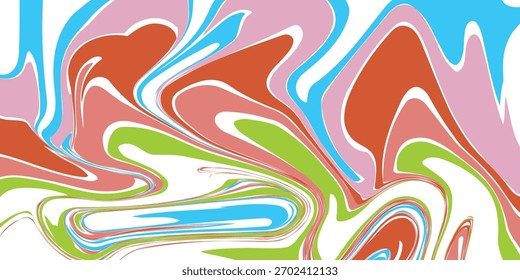 Patrón de líneas de contorno de mapa topográfico Abstractas en diseño de fondo azul rosa, verde y rojo