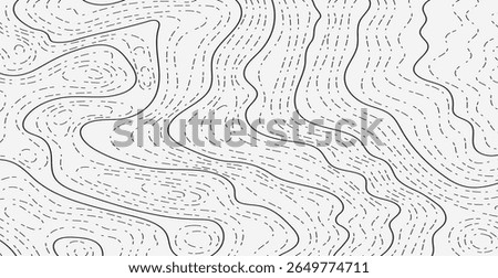 Abstract Topographic Map with Dashed Lines Vector Background