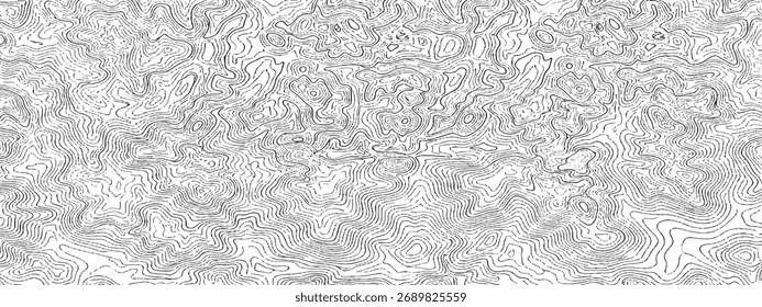 Abstract Topographic Map Design with Thin Contour Lines on White Background