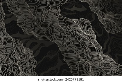 Abstrakte topographische Karte Design Wallpaper. Hintergrund mit farbigen Luxuslinien. Verschiedene Schattierungen und Dicke. Damaskus Hintergrund.
