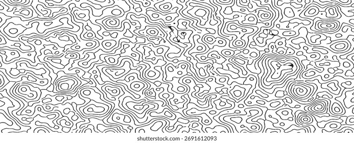 Ilustración de mapa topográfico Abstractas Diseño de arte de línea en blanco y negro