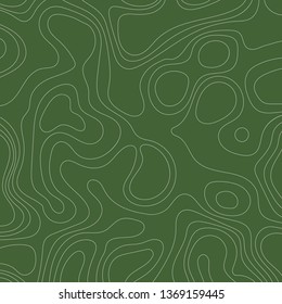 Abstract topographic map lines background on green background. Vector illustration .