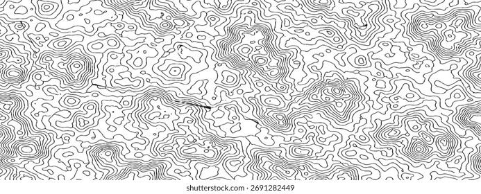 Abstrakte topographische Karte Linien Schwarz-Weiß Illustration Kunstdesign
