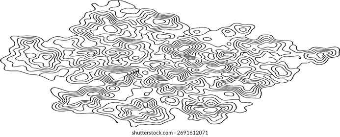 Linhas de mapa topográfico abstrato em preto e branco