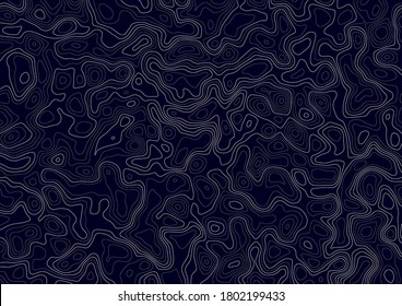 Abstract topographic map lines, contour on blue background. Geographic abstract grid. EPS 10 vector illustration.