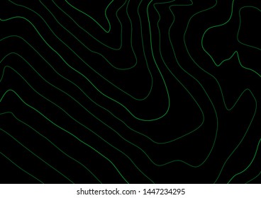 Abstract topographic map on radar screen. Vector retro background.