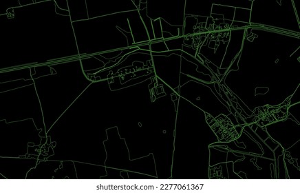 Abstract topographic map on radar screen. Vector retro green black background.