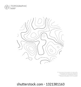 Abstract topographic map in round format. Vector design element.