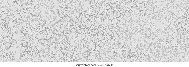 Abstract topographic pattern depicting fluid lines and shapes in black and white tones