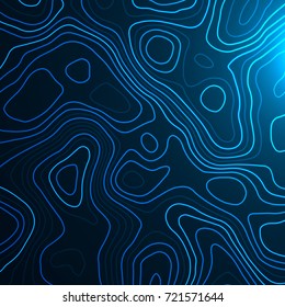 Abstract topographic pattern . Vector neon waves compose topographic map . Vector illustration .