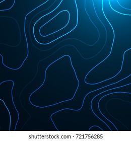 Abstract topographic pattern . Vector neon waves compose topographic map . Vector illustration .