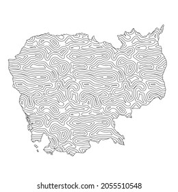 Abstract topographic style Cambodia map design. Vector Illustration