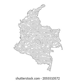 Abstract topographic style Colombia map design. Vector Illustration