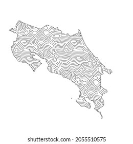Abstract topographic style Costa Rica map design. Vector Illustration