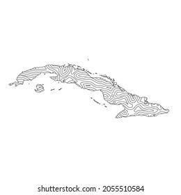 Abstract topographic style Cuba map design. Vector Illustration