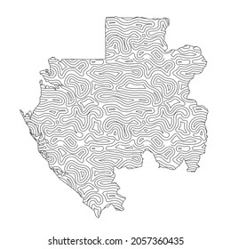 Abstract topographic style Gabon map design. Vector Illustration