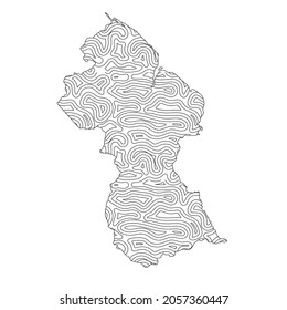Resumen de estilo topográfico de Guyana diseño de mapas. Ilustración vectorial