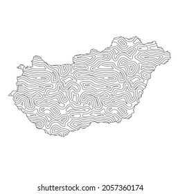 Abstract topographic style Hungary map design. Vector Illustration