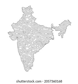 Resumen del estilo topográfico diseño de mapas de India. Ilustración vectorial