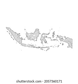Abstract topographic style Indonesia map design. Vector Illustration