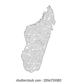 Abstract topographic style Madagascar map design. Vector Illustration