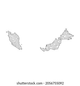 Resumen del estilo topográfico Malasia diseño de mapas. Ilustración vectorial