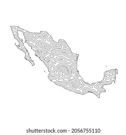Abstract topographic style Mexico map design. Vector Illustration