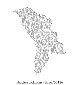 Abstract topographic style Moldova map design. Vector Illustration