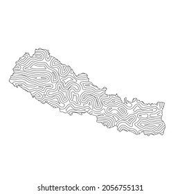 Abstract topographic style Nepal map design. Vector Illustration