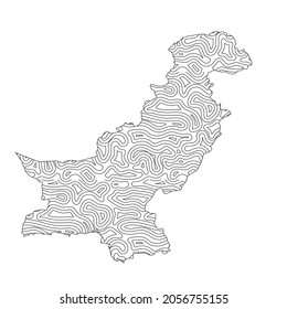 Abstract topographic style Pakistan map design. Vector Illustration