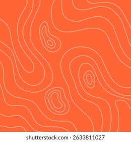 Abstract topographic style pattern. Smooth seamless raw salmon pattern. Minimalist modern Japanese art. Warm coral orange background