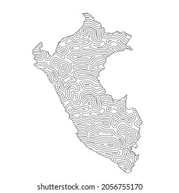 Abstract topographic style Peru map design. Vector Illustration