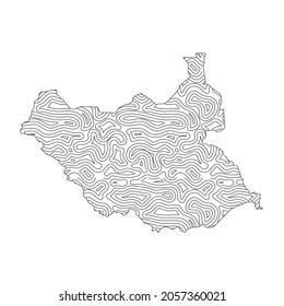 Abstract topographic style South Sudan map design. Vector Illustration