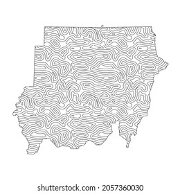 Abstract topographic style Sudan map design. Vector Illustration