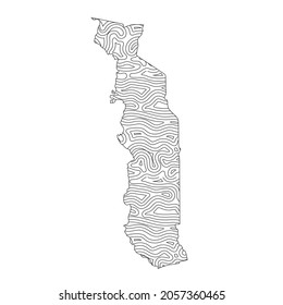 Abstract topographic style Togo map design. Vector Illustration