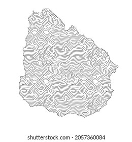 Resumen del estilo topográfico Uruguay diseño del mapa. Ilustración vectorial