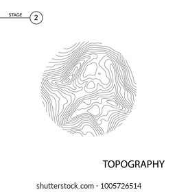 Abstract Topographic Vector Map In A Circle Form.