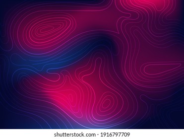 Abstract topographic vibrant gradient color background. Liquid wavy pattern lines texture. Vector illustration