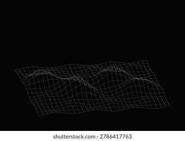 Abstract Topographic Wireframe Vector With Low Rolling Hills And Clean Contour Lines.