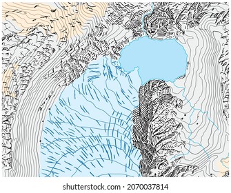 abstract topographical high mountain map with rock representation