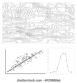Abstract  topographical map. Can be used for web page background, surface textures, banner, flayer, book cover, poster. Wavy graphic background. Isolated wiggly lines