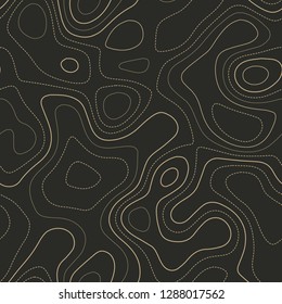 Abstract topography. Actual topography map. Seamless design. Quaint tileable isolines pattern, vector illustration.