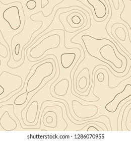 Abstract topography. Actual topographic map. Seamless design, adorable tileable isolines pattern. Vector illustration.